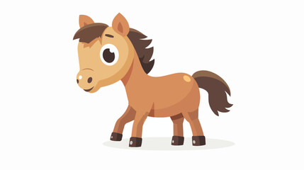 Cute horse cartoon flat vector isolated on white background