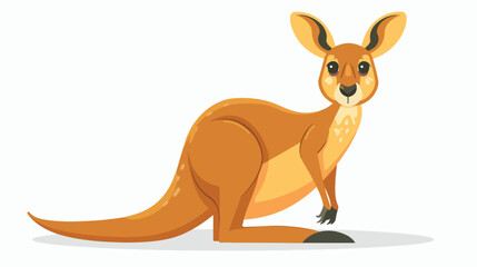 Cute kangaroo cartoon flat vector isolated on white background