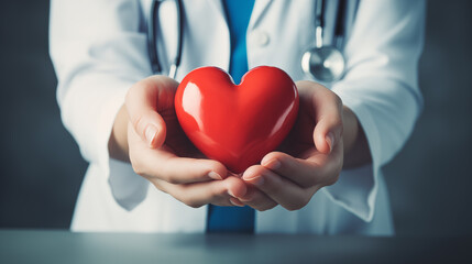  doctor holding a red heart in his hands. hands hold a red heart - 780353784