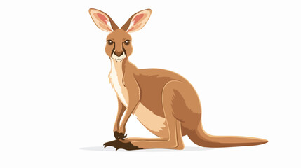 Cute kangaroo cartoon flat vector isolated on white background