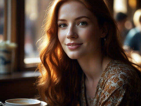portrait of a qute woman in cafe