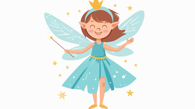 Cute little fairy. Girl in a fairy costume with a magic