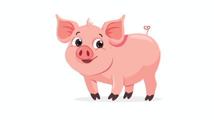Cute pig cartoon flat vector isolated on white background