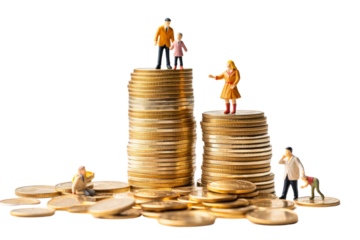 new generation is excited about new forms of investing. Lively and fun atmosphere .Isolated on transparent background.