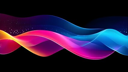  a colorful wave on a black background. The wave is composed of pink, blue, and orange colors and has a white speckled texture. - obrazy, fototapety, plakaty