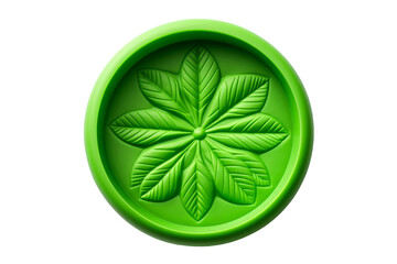 Green Wax Stamp With Leaf: Symbol of Nature. On a White or Clear Surface PNG Transparent Background.