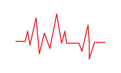 heart pulse red line cardiogram vector isolated icons on white artboard. heartbeat cardiology medical symbol or oscilloscope graphic element design. 123.