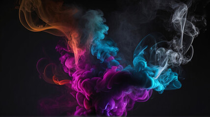 abstract colorful smoke on black background - obrazy, fototapety, plakaty