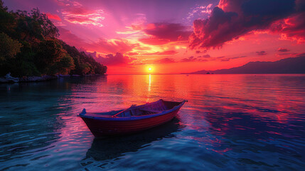 A breathtaking sunset over calm waters