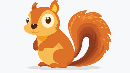 Cute squirrel cartoon flat vector isolated on white background