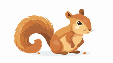 Cute squirrel cartoon flat vector isolated on white background
