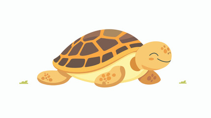 Cute turtle cartoon flat vector isolated on white background