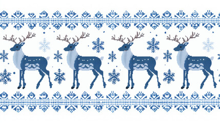 Nordic Reindeer Wallpaper - Winter Cross Stitch Pattern