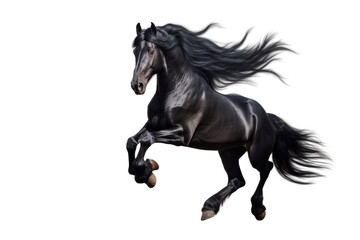 Obraz na płótnie Canvas shiny black horse run freely.Isolated on transparent background.