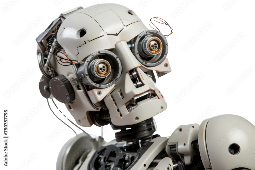 Poster robot to help the disabled.isolated on transparent background.