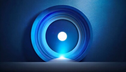 Blue Circle Portal: Captivating Light Effect Illustration - obrazy, fototapety, plakaty