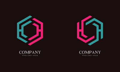 Obraz premium Set of hexagon-shaped monogram logo with the initial letter H. Suitable for various businesses.