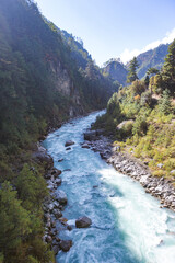 Bhote-Khosi river valley, Nepal. - 780358966