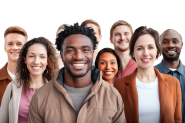 The new generation is excited about new forms of investing. Lively and fun atmosphere .Isolated on transparent background.