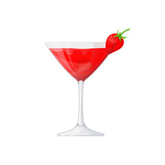 Strawberry daiquiri cocktail. alcoholic drink, hand drawn in cartoon style.