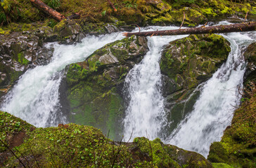 The Waterfall of Sol Duc Falls trail in Olympic National Park, Washington State