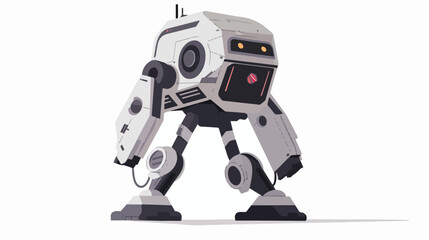 Droid is happy and walking flat vector isolated on white