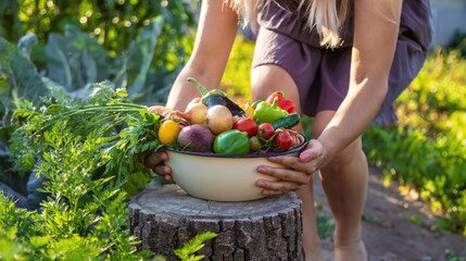 vegetables in a bowl on a hemp. Bio healthy food. Organic vegetables
