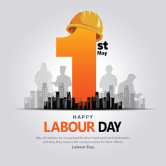 happy Labour day or international workers day vector illustration. labor day and may day celebration design. - obrazy, fototapety, plakaty