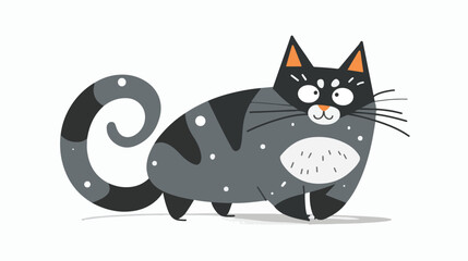 Funny cat cartoon flat vector isolated on white background