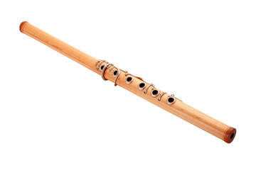 Wooden Flute With Holes: Musical Instrument Craftsmanship. On a White or Clear Surface PNG...