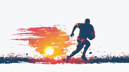 Giocatore di rugby al tramonto flat vector isolated 