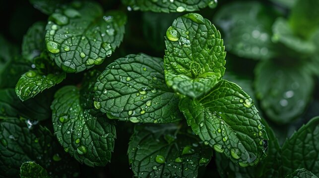 Cool mint freshness, clean oral sensation, extreme closeup, vivid lighting, intricate texture detail , clean sharp