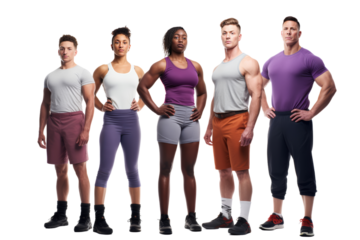 Non-binary individuals with muscular bodies,Isolated on a transparent background.