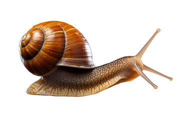 Close Up of a Snail on White Background. On a White or Clear Surface PNG Transparent Background.