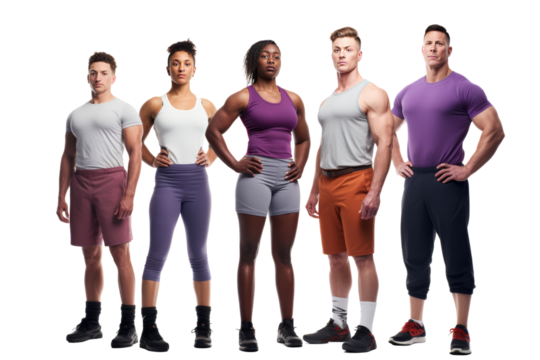 Non-binary individuals with muscular bodies,Isolated on a transparent background.