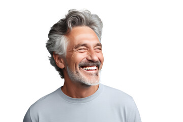 Obraz premium Middle-aged man making jokes Warm, relaxing atmosphere, Isolated on a transparent background.