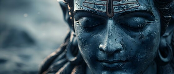 Fototapeta na wymiar Ethereal Serenity of Shiva: Mystical Minimalism. Concept Hindu Deities, Spiritual Art, Minimalist Design, Ethereal Aesthetics, Mythology/Typography