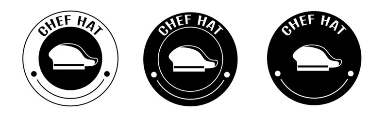 Black and white illustration of chef hat icon in flat. Stock vector.