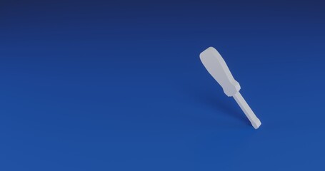 Isolated realistic white screwdriver symbol with shadow. Located on the right side of the scene. 3d illustration on transparent background