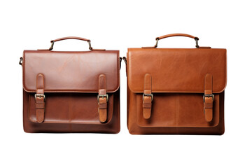 Genuine leather handbag, classic design,Isolated on a transparent background.