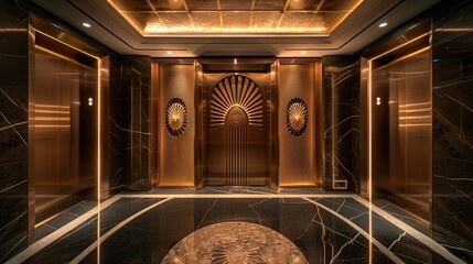 Luxurious Art Deco Elevator Interior Design - obrazy, fototapety, plakaty