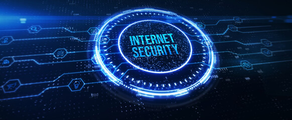 Concept of cyber security, information security and encryption, secure access to personal information, secure Internet access, cybersecurity. 3d illustration