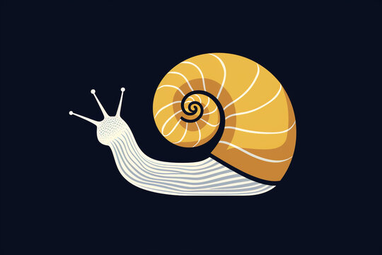Black and white vector-style face of a snail isolated on a solid background.