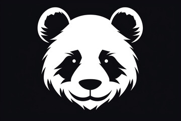 Black and white vector-style face of a panda isolated on a solid background.