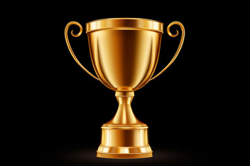 Golden trophy cup isolated on a solid white background.