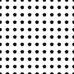 Square seamless background pattern from geometric shapes. The pattern is evenly filled with big black geraniums. Vector illustration on white background