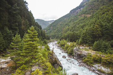 Bhote-Khosi river valley, Nepal. - 780365736