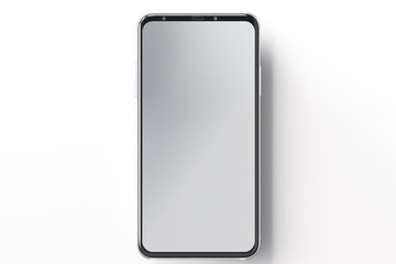 Silver smartphone isolated on a solid white background.