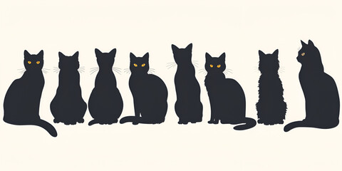  Silhouettes of cats. generative ai 
