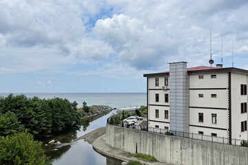Naklejka premium Black Sea and Kemalpasa town. Sarp, Turkey